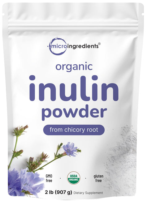 Micro Ingredients inulin fiber powder 2lb, ready to mix into drinks for daily fiber