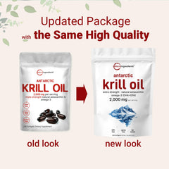 Micro Ingredients krill oil packaging highlights EPA and DHA for potential heart and brain benefits.