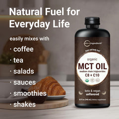 Close-up of the USDA Organic label on Micro Ingredients MCT Oil bottle.