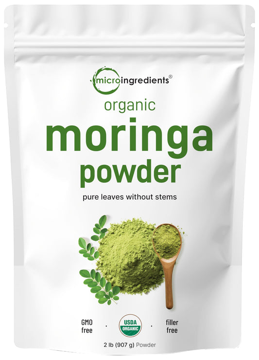 Micro Ingredients Moringa polvo de hojas sin tallos, perfecto para batidos.
