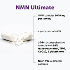 Micro Ingredients NMN Complex capsules arranged for vegan-friendly daily supplement routine.