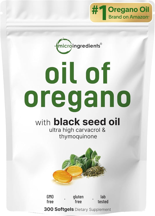 Micro Ingredients Oil of Oregano Softgels bottle for daily wellness.