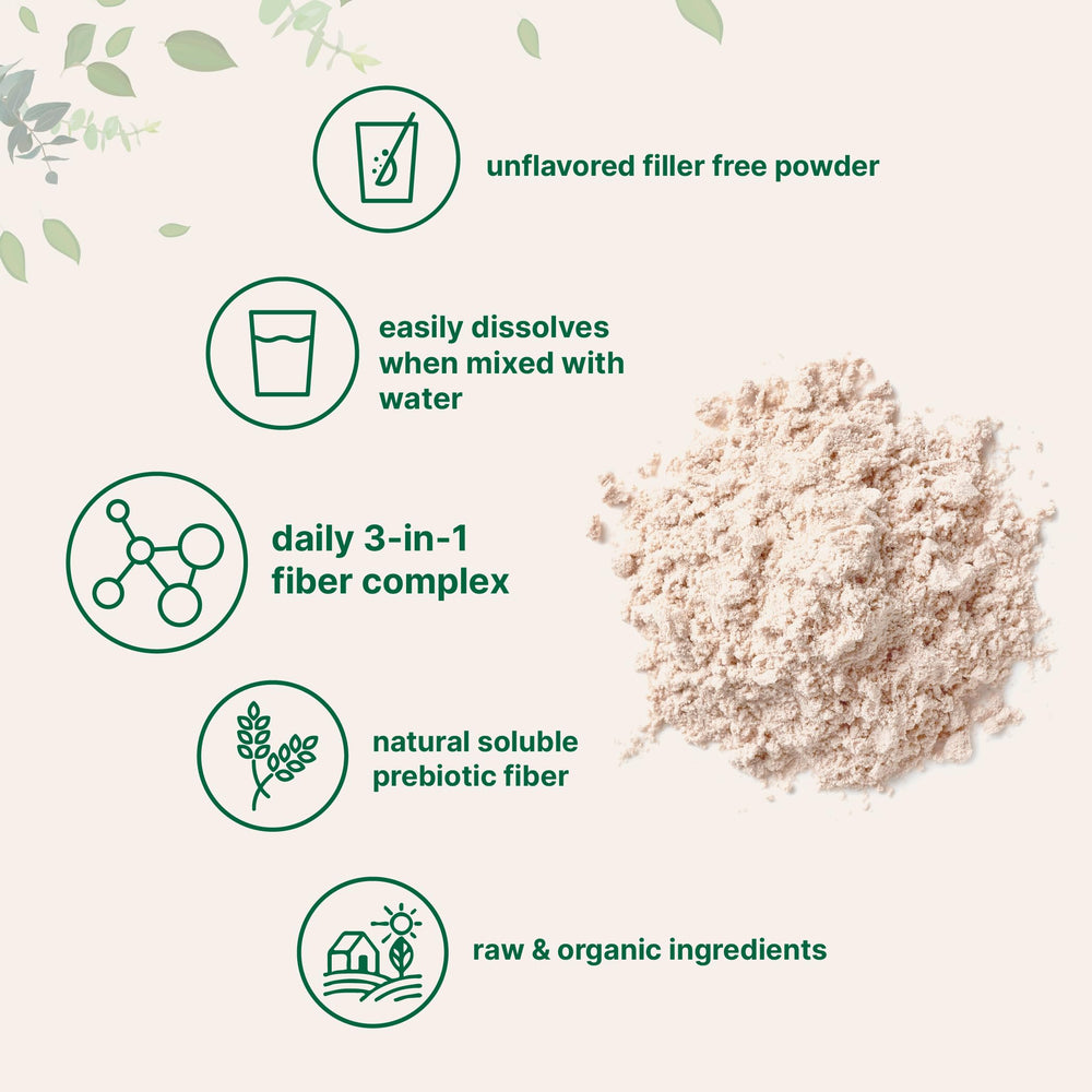 Micro Ingredients Organic Triple Fiber Powder with measuring spoon for easy portion control