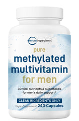 Micro Ingredients Pure Methylated Multivitamin for Men packaging front promotes daily vitality