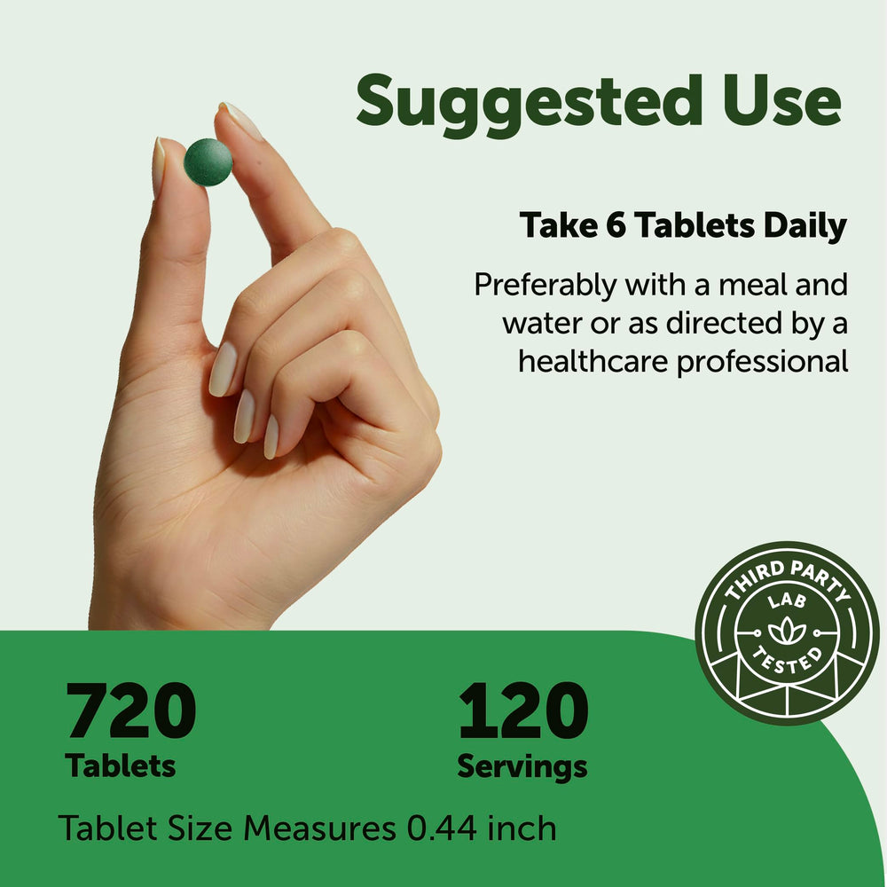 Micro Ingredients spirulina tablets pill closeup reveals uniform green tablets