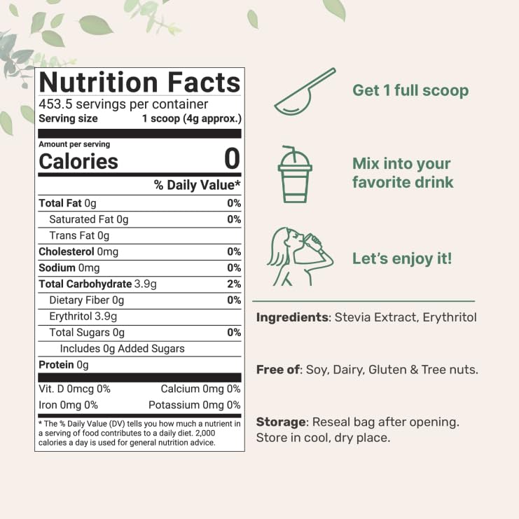 Micro Ingredients stevia and allulose scoop with 4 g servings for easy portion control.