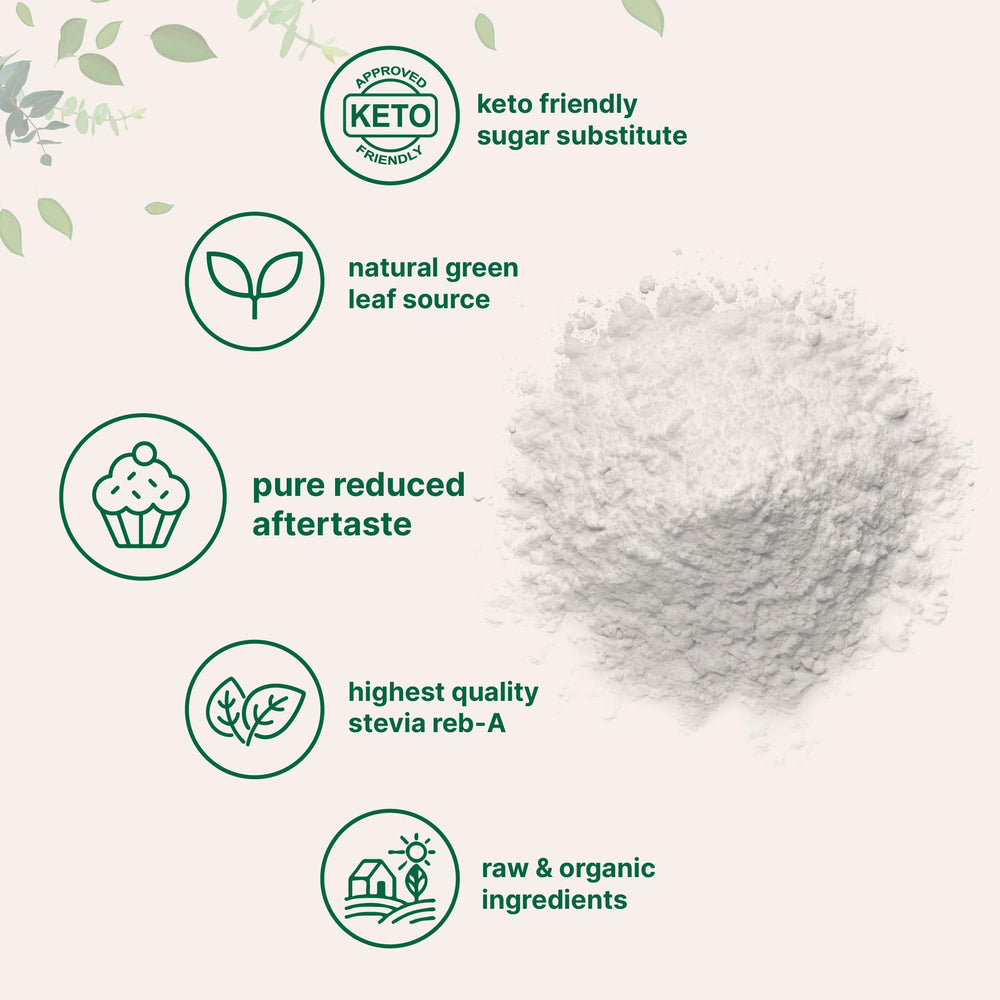 Stevia powder dissolving smoothly into coffee for zero-calorie flavor boost