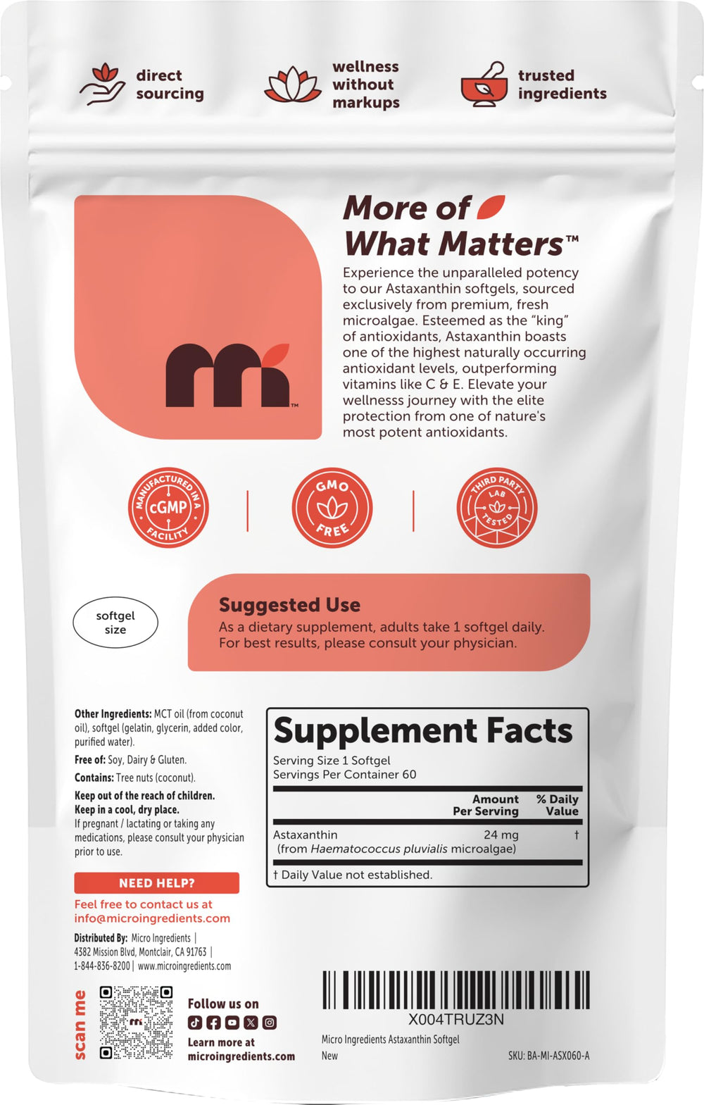 Micro Ingredients third-party lab tested badge confirms safety and purity.