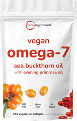 Micro Ingredients vegan omega-7 sea buckthorn oil bottle showing daily plant-based nourishment