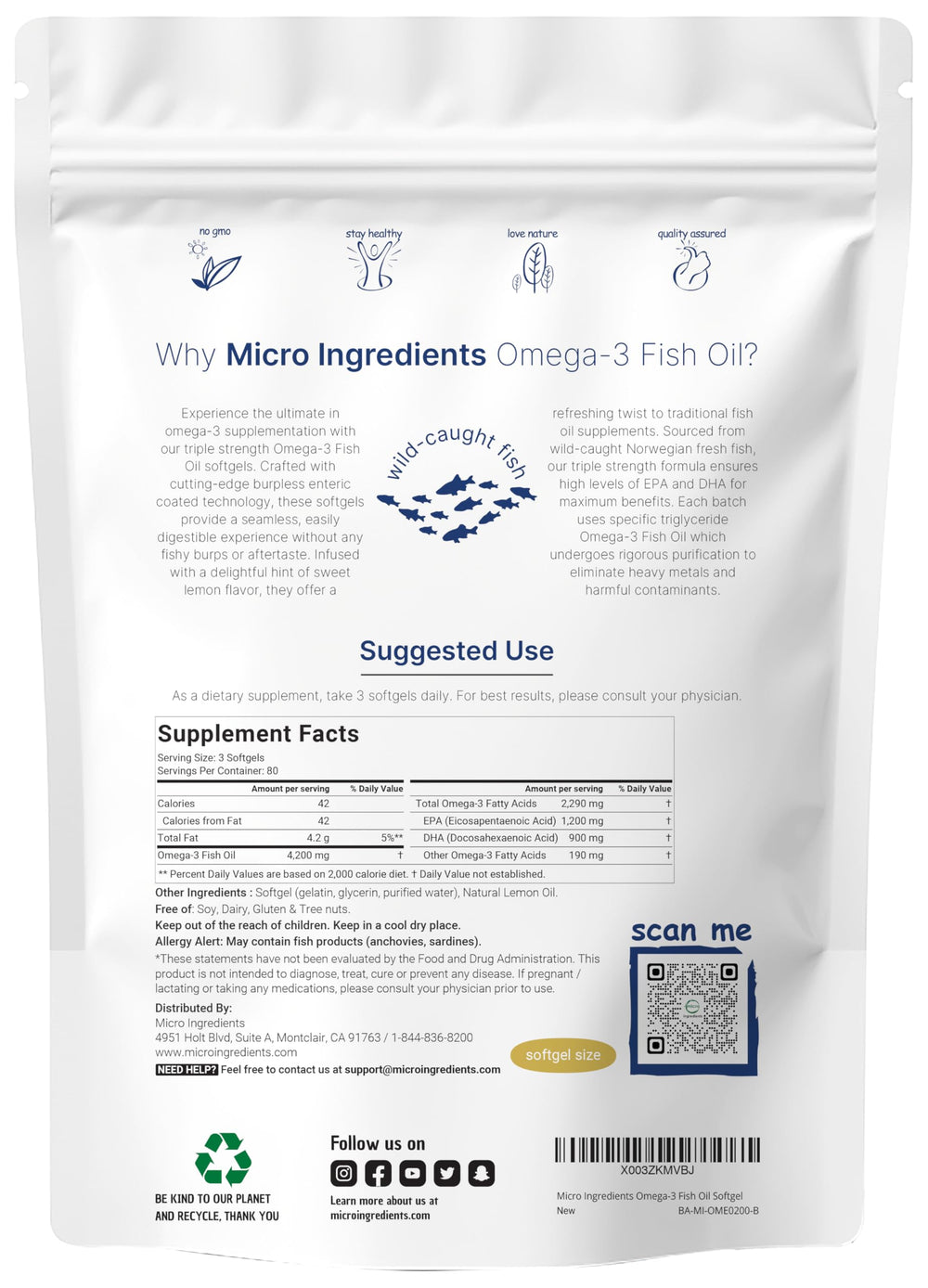 Wild-caught fish oil source from Micro Ingredients emphasizing purity