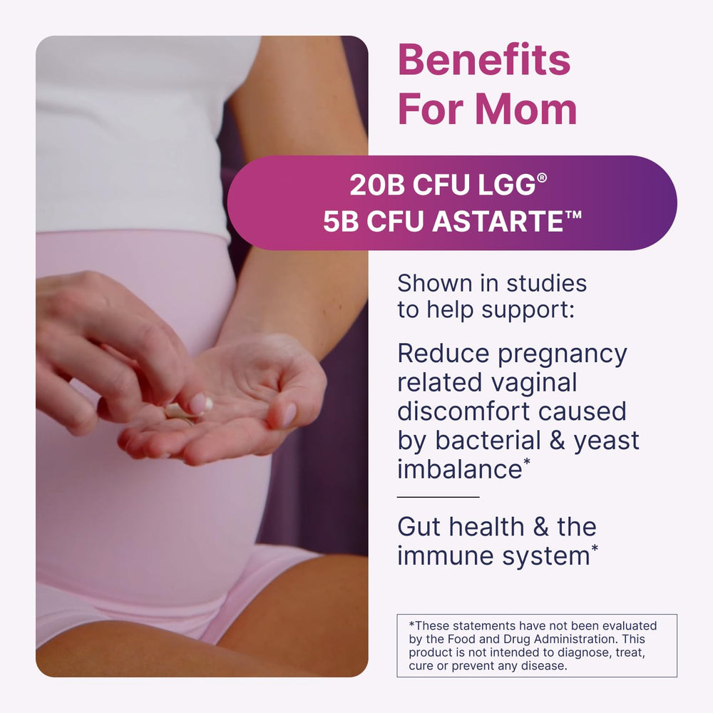 Label detail on Microbiome Labs Pregnancy Support highlighting diverse probiotic strains