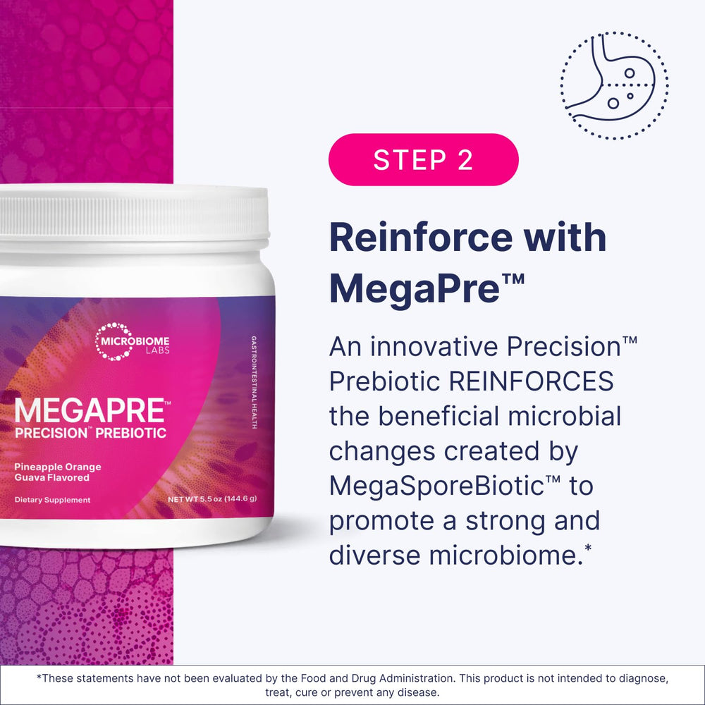 Microbiome Labs Total Gut Restoration Kit box set on kitchen counter