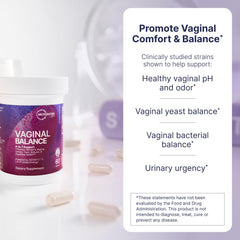 Vaginal Balance capsules close-up demonstrating vegan daily formula.