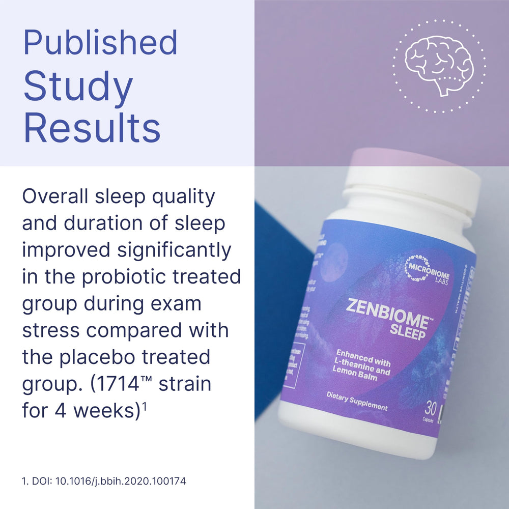 Zenbiome Sleep on shelf in a bottle display for evening use.