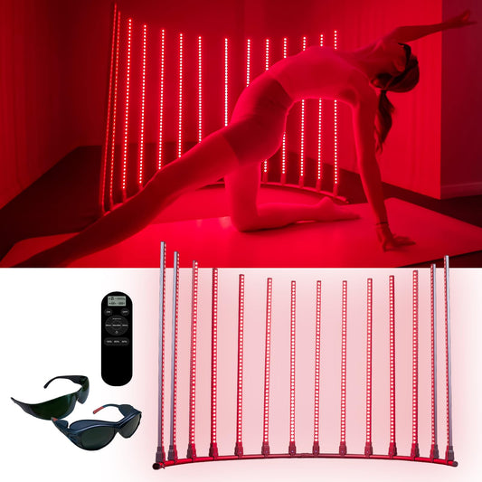 MicroENE red light lamp with full-body coverage for head-to-toe wellness sessions