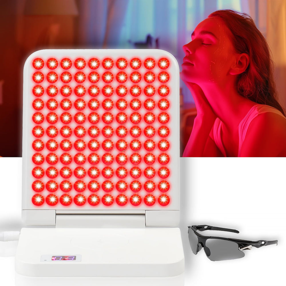 MicroENE red light therapy lamp in foldable travel mode for on‑the‑go skincare sessions