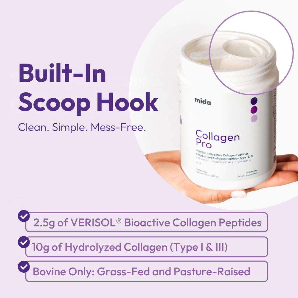 Mida Health VERISOL unflavored powder ready to mix for daily skin support.