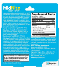 MidNite natural sleep supplement bottle emphasizes drug-free sleep aid.
