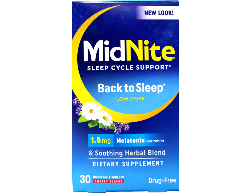 Three MidNite Sleep bottles visible in the pack for a convenient nightly option.