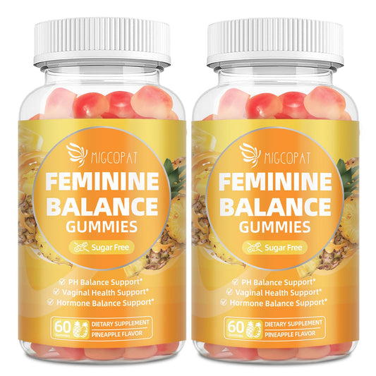 Migcopat Premium Feminine Balance Gummies bottle with pineapple flavor for daily wellness