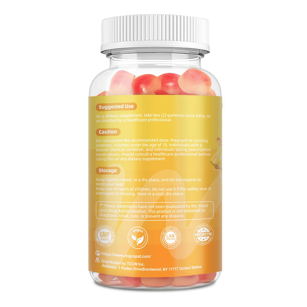 Bottles stacked to show convenient daily routine with pineapple gummies