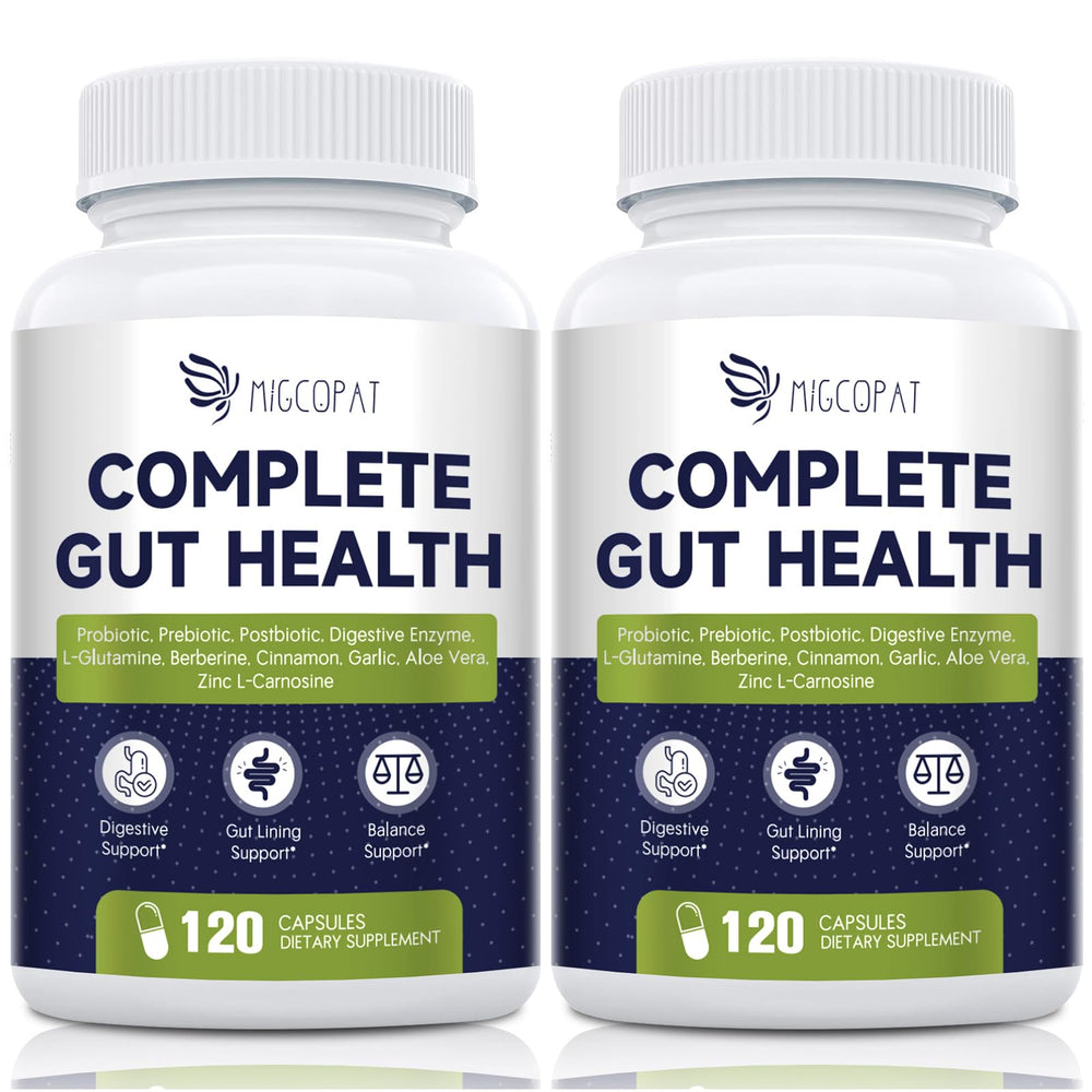 Migcopat Probiotics capsules in a bottle, designed for daily digestive balance.