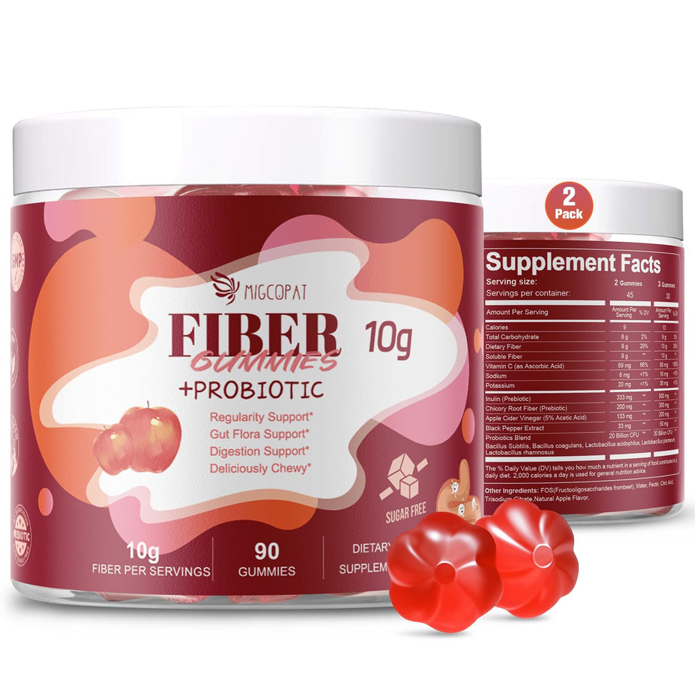Migcopat sugar-free fiber gummies in apple flavor for easy daily fiber intake.