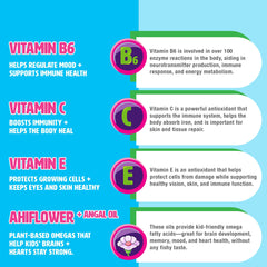 Mighty Minis omega-3 gummies support balanced nutrition for growing kids.
