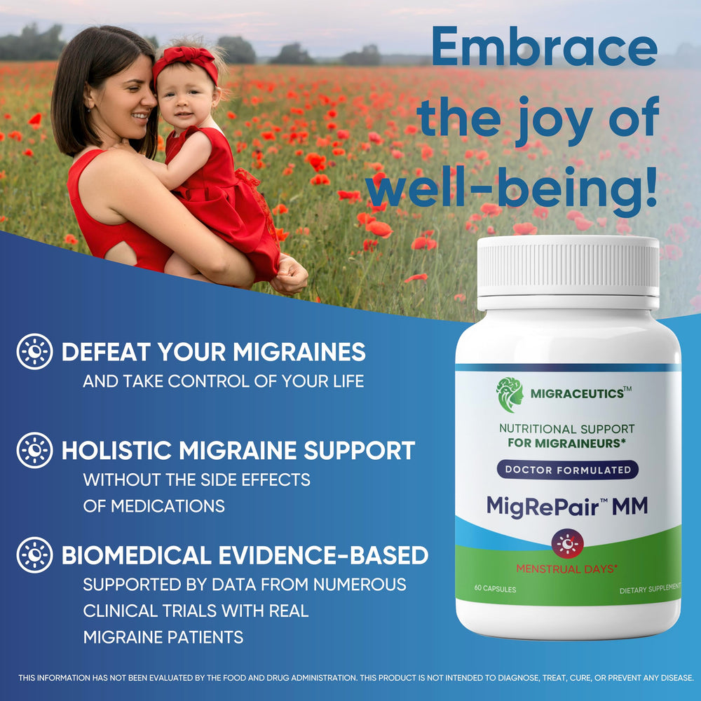 60-capsule MigRePair MM bottle profile for sustainable migraine management