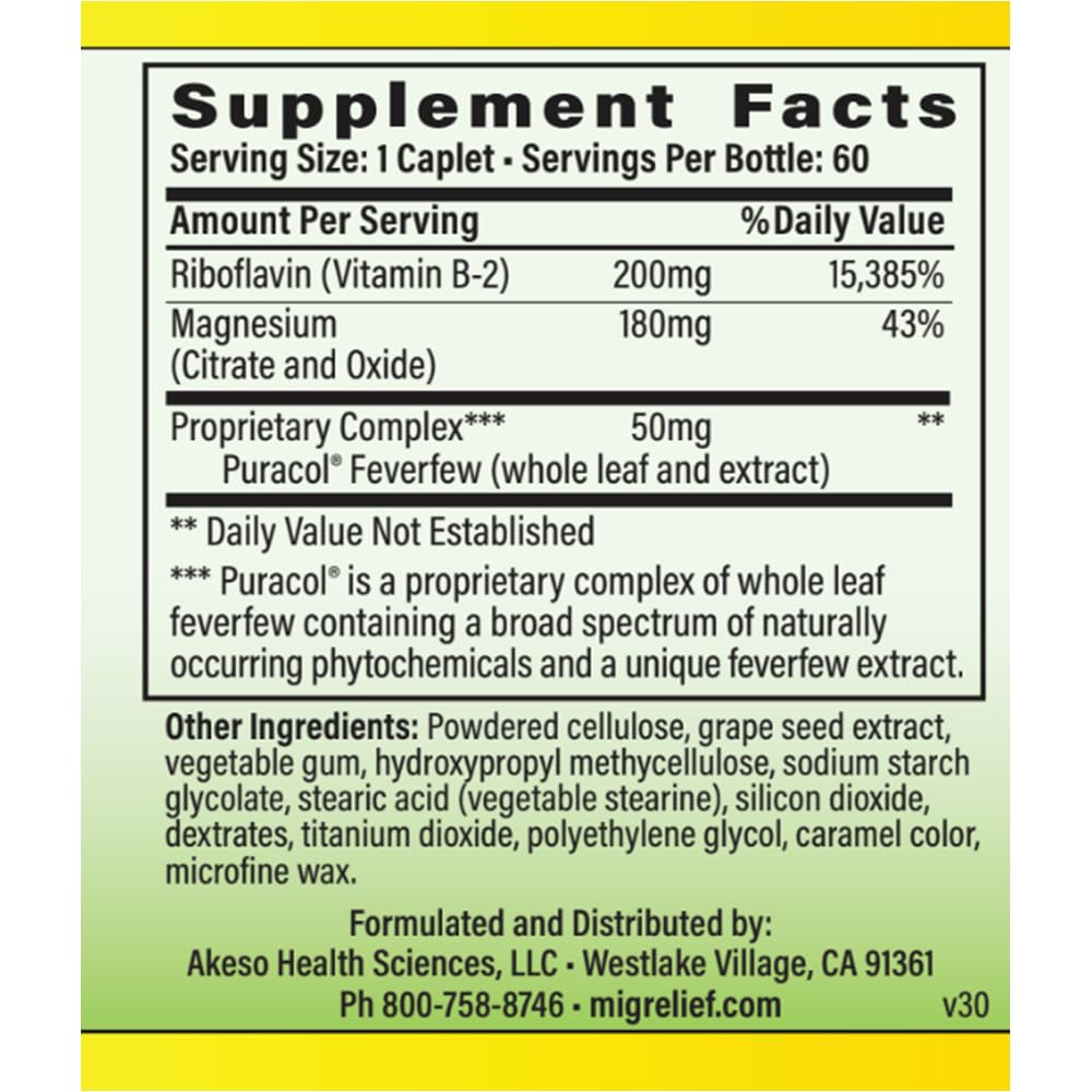 MigreLief packaging highlights USA-made quality and third-party testing.