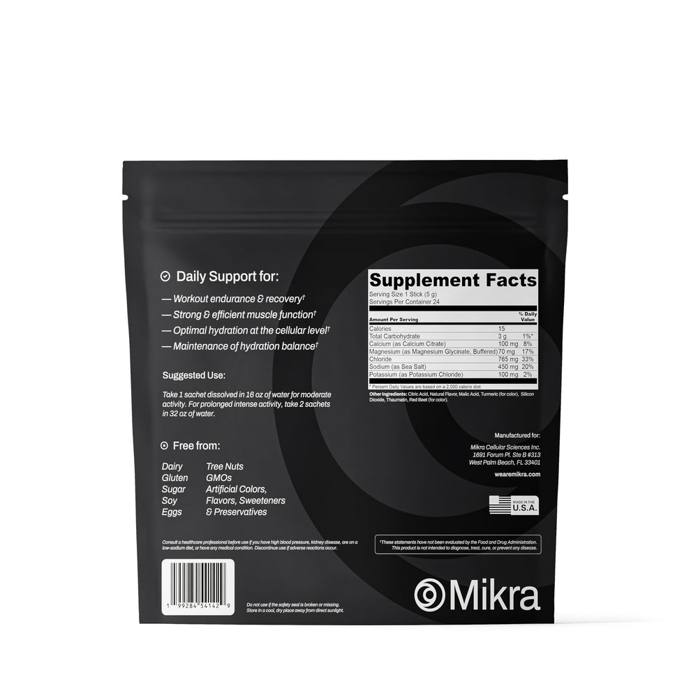 Mikra Hydrate Lemon Lime packet with zero sugar for daily wellness