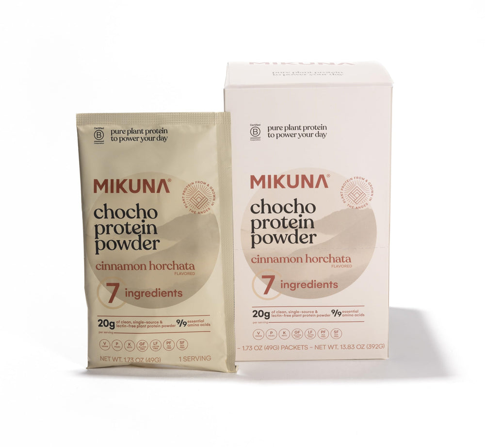 Mikuna Chocho bottle pour showing a protein-packed shake for active days.