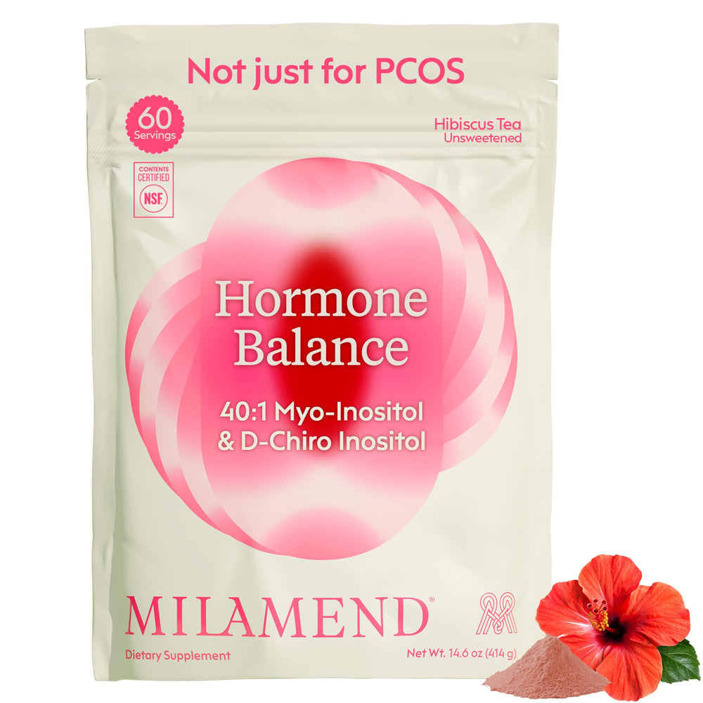 Milamend Hormone Balance tea powder packet for daily energy support.