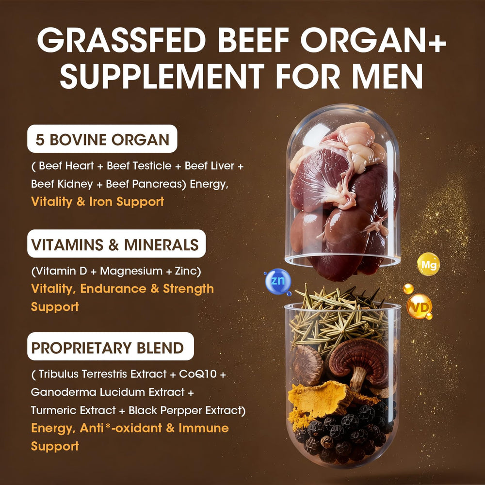 Minch beef liver capsules close-up emphasizing immune support and iron.