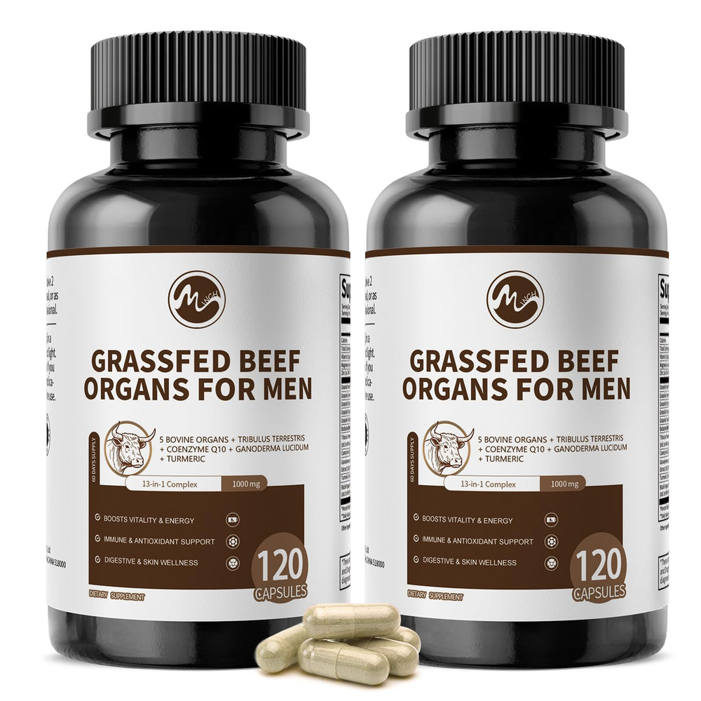 Minch Beef Organs supplement bottle with 240 capsules for daily vitality.