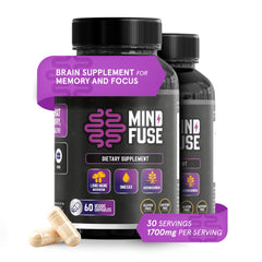 Mind Fuse 2-pack memory booster capsules with Lion's Mane and Omega-3 for focus support