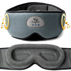 Mindsight DriftBand memory foam sleep mask close-up showcasing comfort and blackout fit.