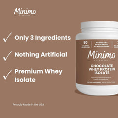Minimo Nutrition Whey Isolate scoop ready for a precise post-workout protein measure.