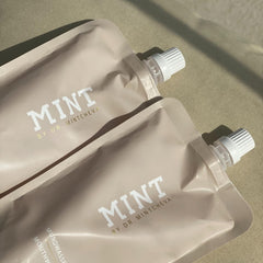 Mint by Dr. Mintcheva label closeup highlighting vegan and alcohol-free formula