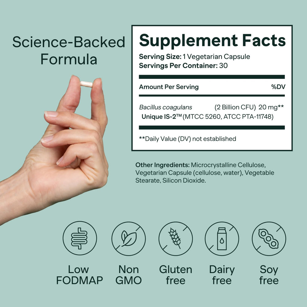 MIOME IB-ONE label design with gluten free and low FODMAP indicators