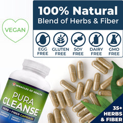 Miracles of Health Pura Cleanse in use with a glass of water during daily routine