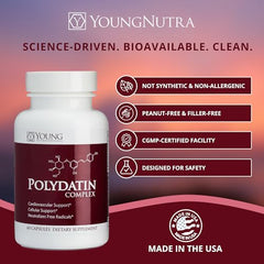 Mirica YoungNutra polydatin label showing ingredients and potency