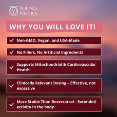 Mirica YoungNutra vegan non-GMO badge on packaging