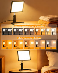 MirthSip Sunlight Lamp angled panel showing wide 75° coverage for reading