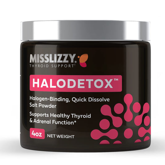 Miss Lizzy HaloDetox pink salt powder for mineral-rich electrolyte support.