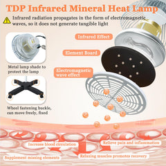 Mistuki infrared lamp 360-degree wheels enable easy repositioning.