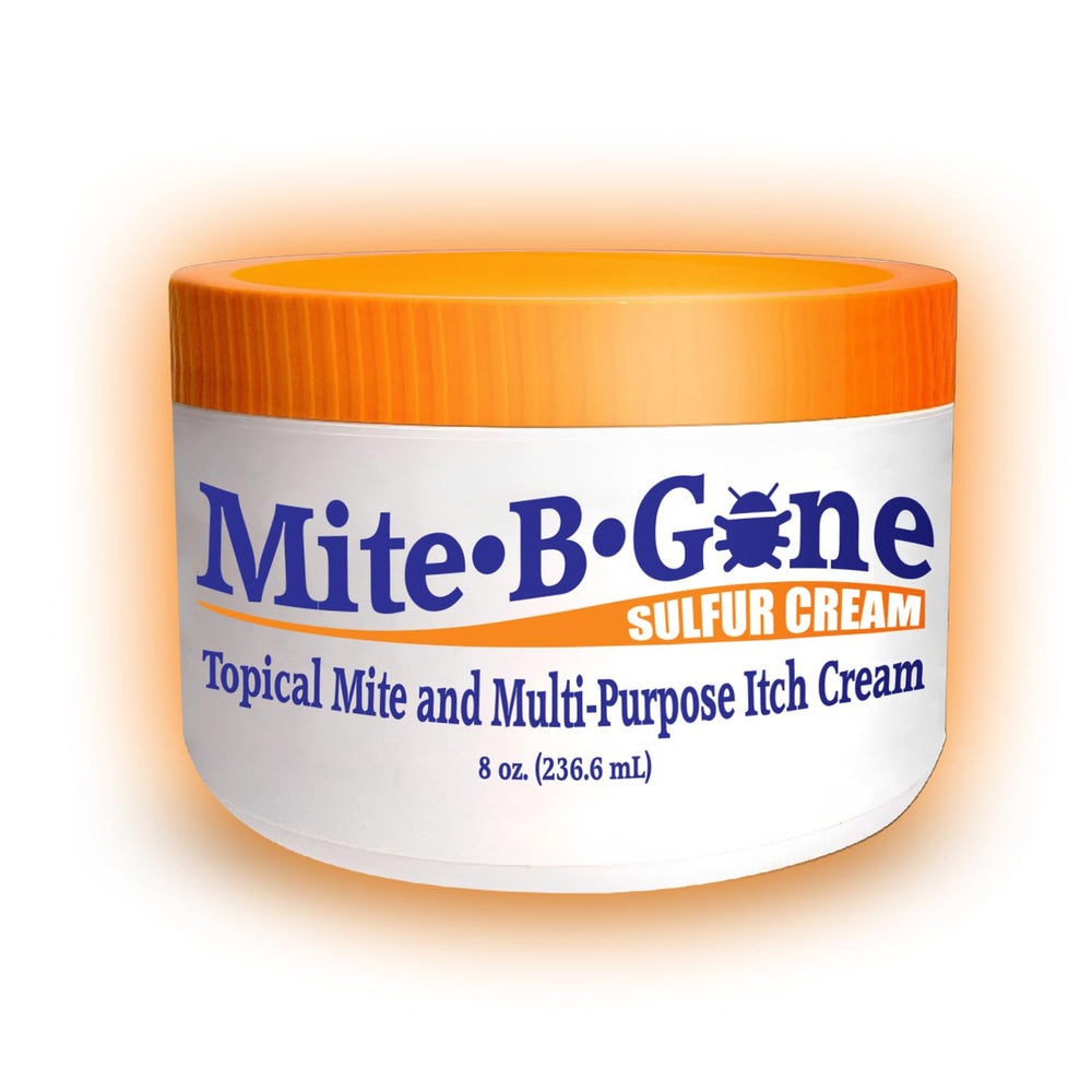 Mite-B-Gone 8oz cream jar ready for itch relief