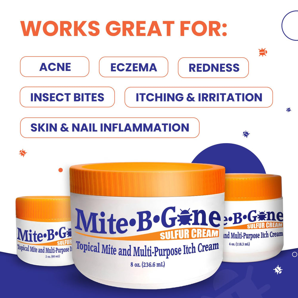 Mite-B-Gone cream application swatch showing smooth skin coverage