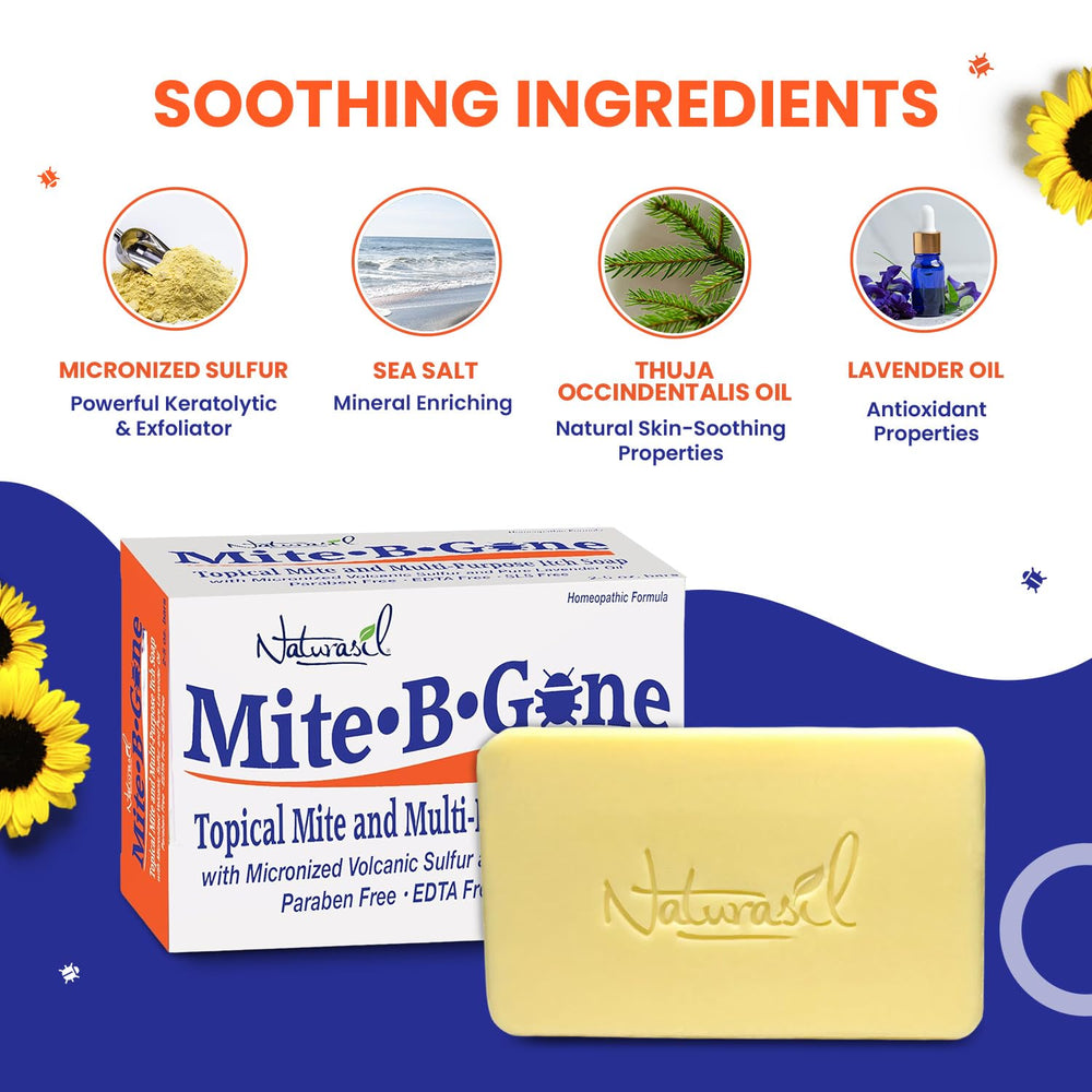 Mite-B-Gone Relief Soap closeup of smooth lather on skin.