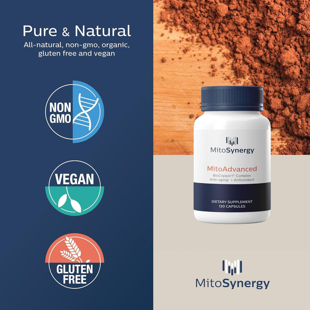 MitoSynergy BioCopper1 with CoQ10 and vitamins illustrating nutrient synergy for cellular energy